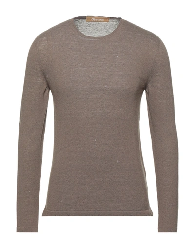 Shop Obvious Basic Man Sweater Khaki Size Xxl Viscose, Linen In Beige