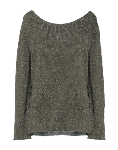Shop Alpha Studio Woman Sweater Military Green Size 8 Viscose, Linen, Paper Yarn, Nylon