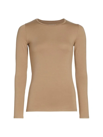 Shop Majestic Soft Touch Long-sleeve Top In Ficelle