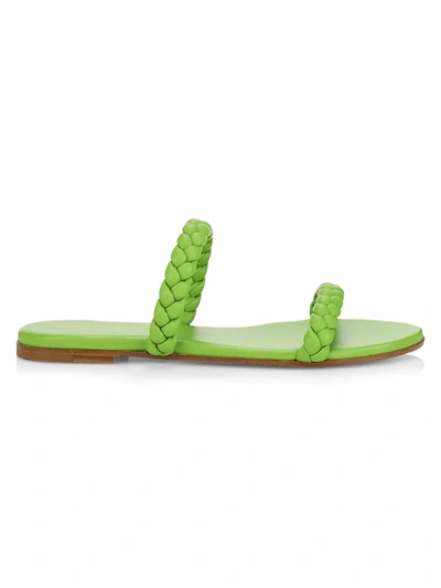 Shop Gianvito Rossi Marley Braided Leather Slides In Kiwi