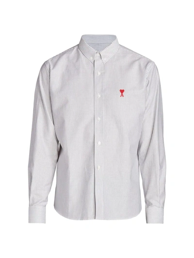 Shop Ami Alexandre Mattiussi Ami De Coeur Button-down Shirt In Black White