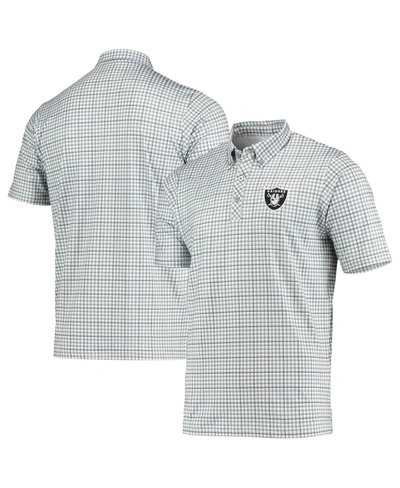 Shop Antigua Men's Gray, Black Las Vegas Raiders Deliver Button-down Polo Shirt In Gray/black