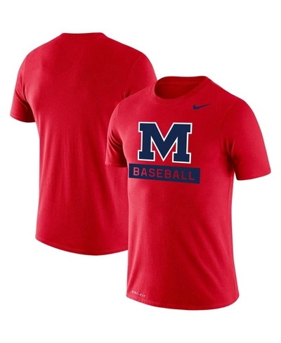 Shop Nike Men's Red Ole Miss Rebels Baseball Logo Stack Legend Performance T-shirt