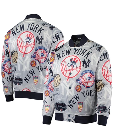Shop Pro Standard Men's Gray New York Yankees Allover Print Satin Full-snap Jacket