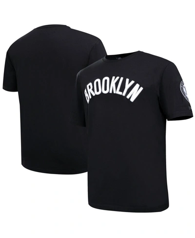 Pro Standard Men's Black Brooklyn Nets Chenille T-shirt In Black