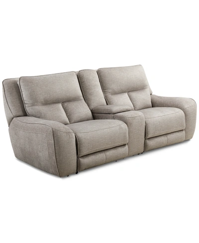 Shop Mwhome Closeout! Terrine 3-pc. Fabric Sofa With 2 Power Motion Recliners And 1 Usb Console, Created For Mac In Alton Linen