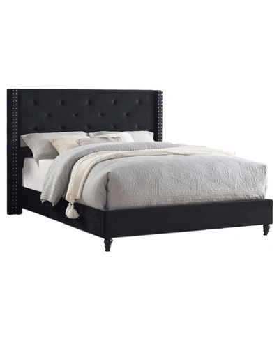 Shop Best Master Furniture Valentina Upholstered Wingback Platform Bed, King In Black