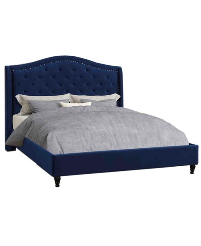 Shop Best Master Furniture Myrick Upholstered Tufted Platform Bed, Queen In Blue