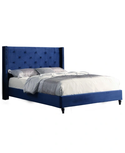 Shop Best Master Furniture Valentina Upholstered Wingback Platform Bed, Full In Blue