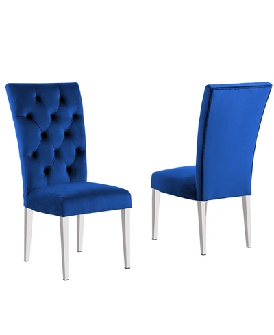 Shop Best Master Furniture Layla Modern Upholstered Side Chairs, Set Of 2 In Blue