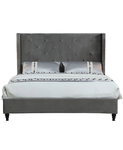 Shop Best Master Furniture Valentina Upholstered Wingback Platform Bed, Full In Gray