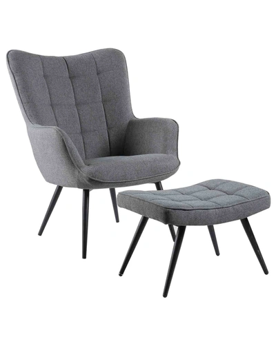 Shop Best Master Furniture West China Accent Chair Plus Ottoman Set In Gray