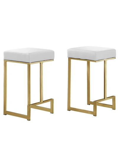 Best Master Furniture Dorrington Backless Counter Height Stool, Set Of 2 In White