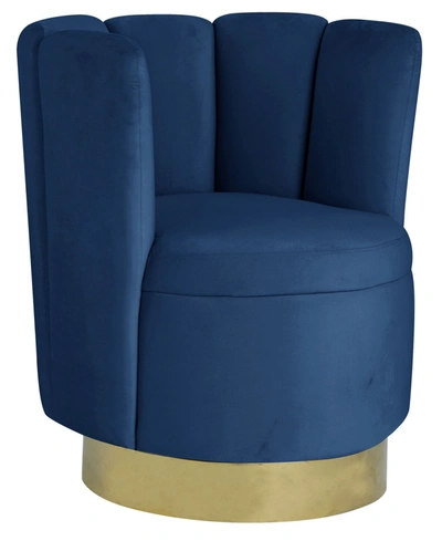 Shop Best Master Furniture Ellis Upholstered Swivel Accent Chair In Blue