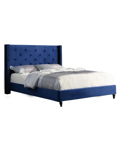 Shop Best Master Furniture Valentina Upholstered Wingback Platform Bed, California King In Blue