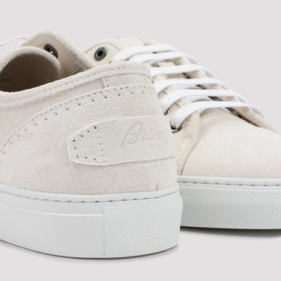 Shop Brioni Suede Sneakers Shoes In White