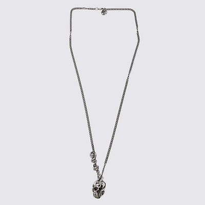 Shop Alexander Mcqueen Silver-tone Metal Skull And Snake Necklace