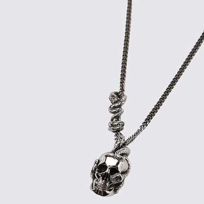 Shop Alexander Mcqueen Silver-tone Metal Skull And Snake Necklace