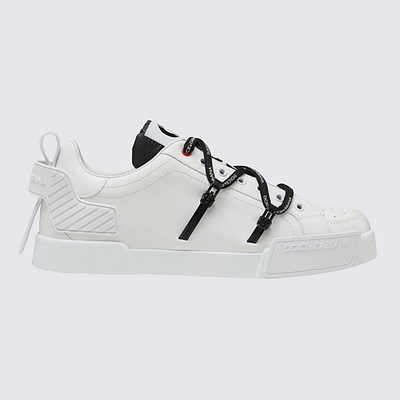 Shop Dolce & Gabbana White Leather And Rubber Portofino Sneakers