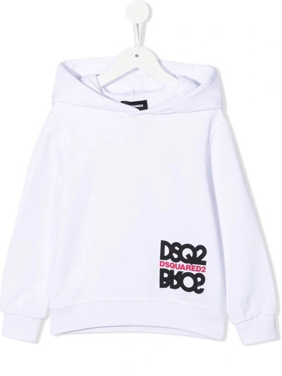 Shop Dsquared2 Logo-print Long-sleeve Hoodie In White