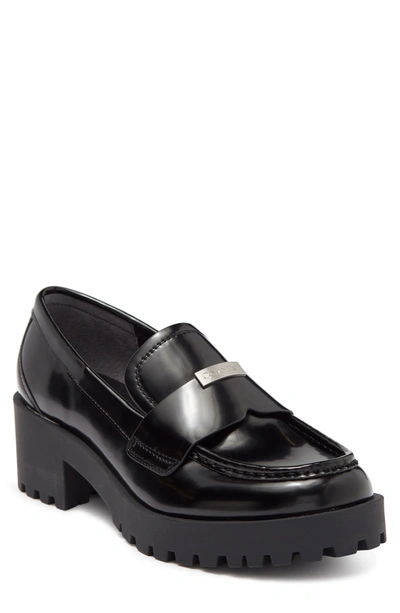 Calvin Klein Women's Marli Lug Sole Casual Loafers Women's Shoes In Black  Faux Leather | ModeSens