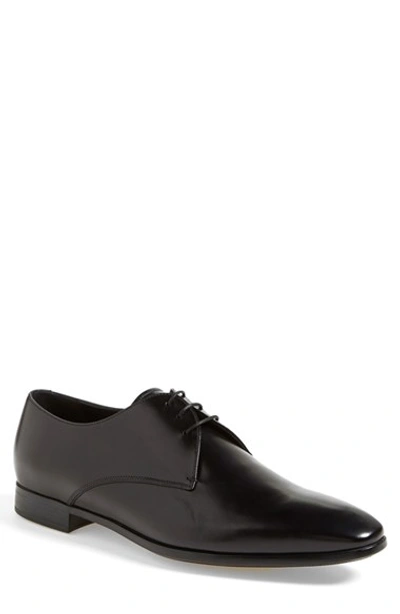 Giorgio Armani Leather Lace-up Dress Shoes, Black In Dark Brown
