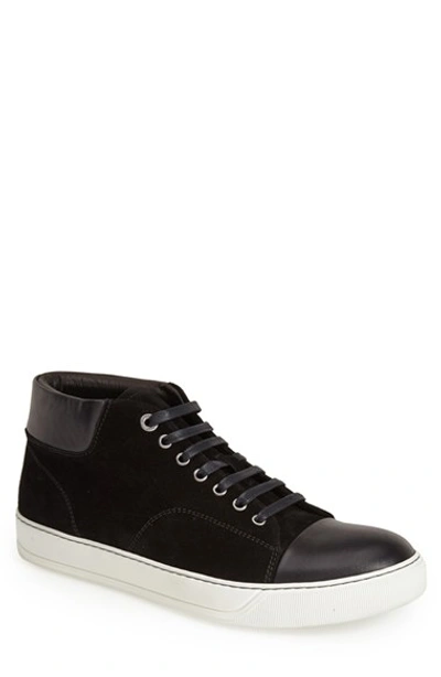 Shop Lanvin Mid Top Sneaker (men) In Black Leather