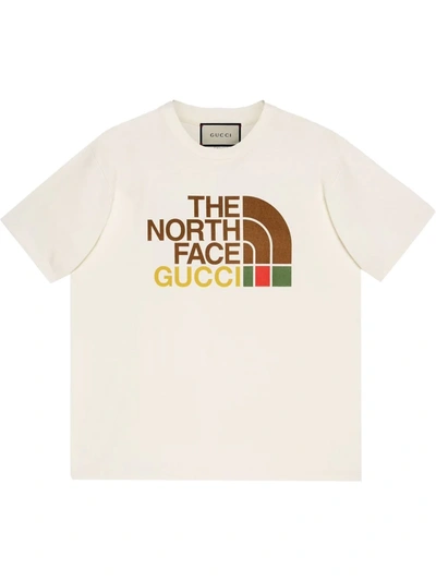 Shop Gucci X The North Face Logo T-shirt In White