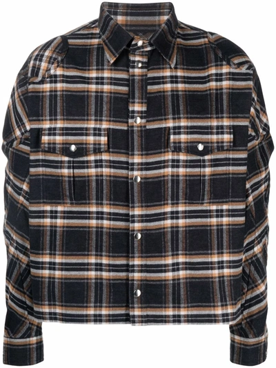 Shop Gmbh Check Pattern Flannel Shirt In Grau