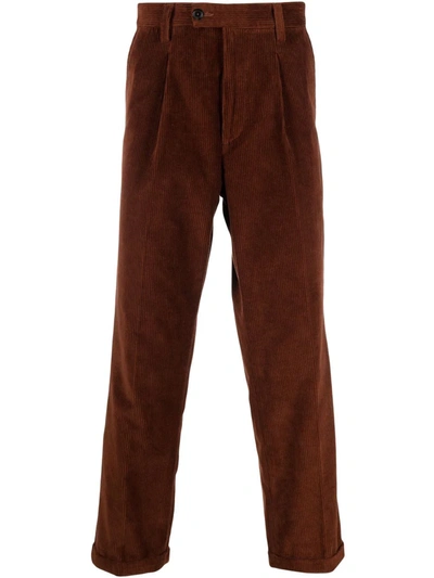 Shop Baracuta Corduroy Straight-leg Trousers In Braun