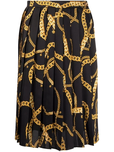 Shop Versace La Greca Chain-link Print Skirt In Schwarz