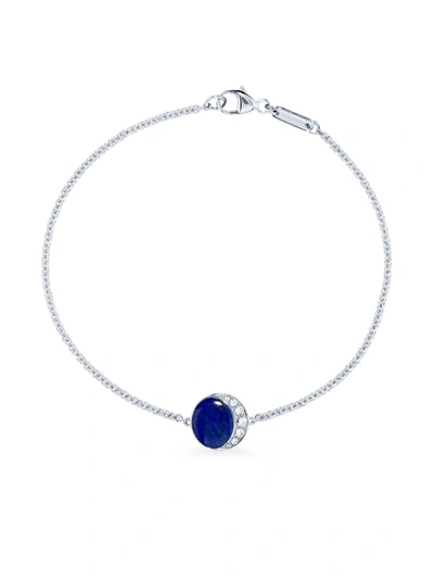 Shop David Morris 18kt White Gold Fortuna Lapis Lazuli And Diamond Bracelet In Silber
