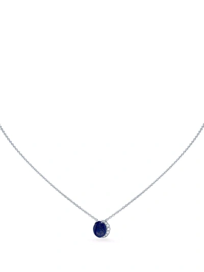 Shop David Morris 18kt White Gold Lapis Lazuli And Diamond Necklace In Silber