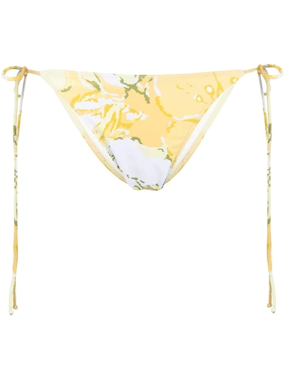 Shop Faithfull The Brand Nomi Floral-print Bikini Bottoms In Gelb