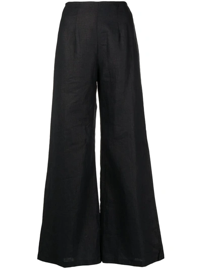 Shop Faithfull The Brand Ottavio Wide-leg Linen Trousers In Schwarz