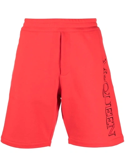 Shop Alexander Mcqueen Side Logo-print Shorts In Rot