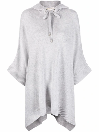 Michael Michael Kors Fine-knit Hooded Cape In Grau