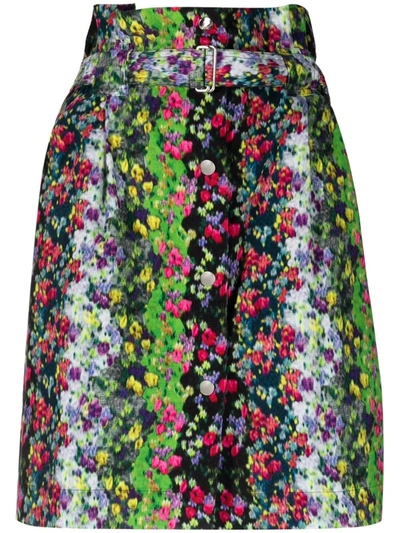 Shop Kenzo Abstract Floral-print A-line Skirt In Schwarz