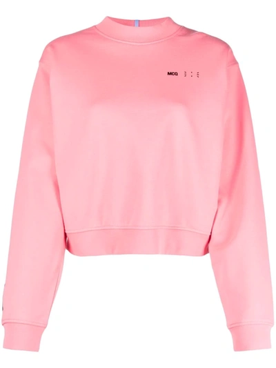 Shop Mcq By Alexander Mcqueen Logo-print Cropped Sweatshirt In Rosa