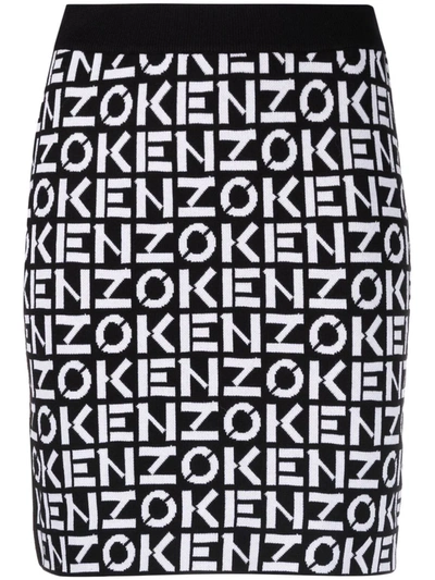 Shop Kenzo Monogram Logo-knit Mini Skirt In Weiss