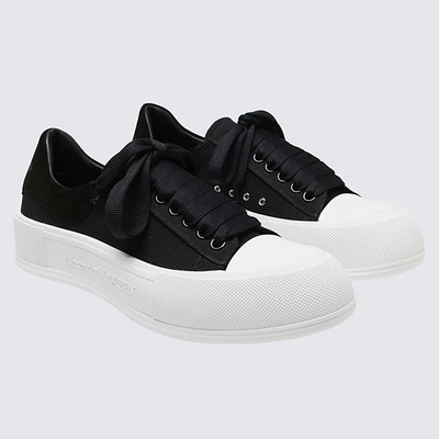 Shop Alexander Mcqueen Black Cotton Sneakers