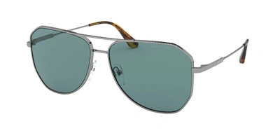 Shop Prada Green Polarized Geometric Mens Sunglasses Pr 63xs 5av04d58 In Green,gunmetal