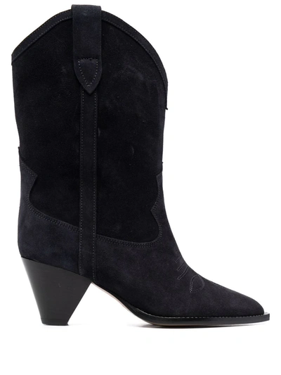 Shop Isabel Marant Duerto Suede Western Boots In Black