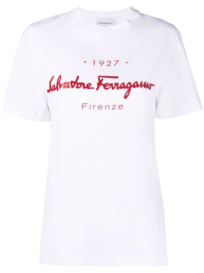 Shop Ferragamo Logo-print Short-sleeve T-shirt In Weiss