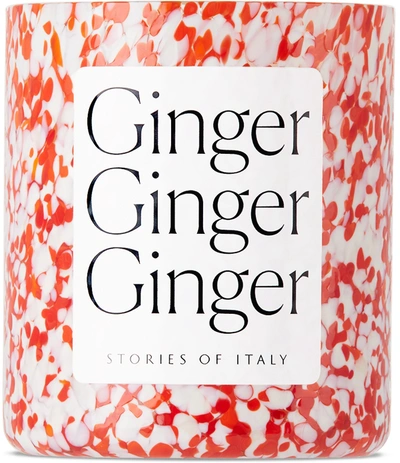 Shop Stories Of Italy Macchia Su Macchia Ginger Candle, 9.1 oz In Red & Orange & Ivory
