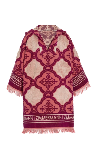 Shop Zimmermann Women's Lola Printed Cotton Terry Mini Caftan Dress In Purple