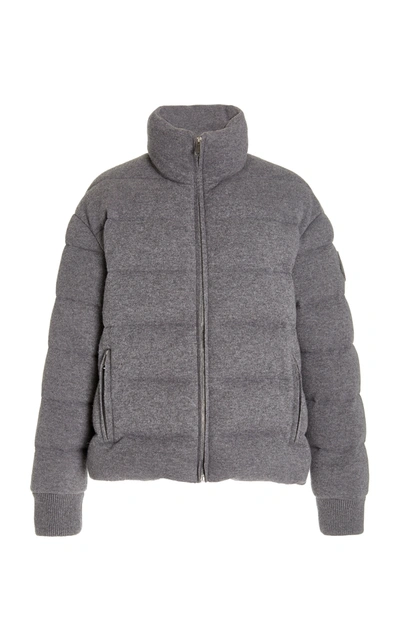 Shop Moncler Women's Cayeux Wool-cashmere Down Puffer Jacket In Grey