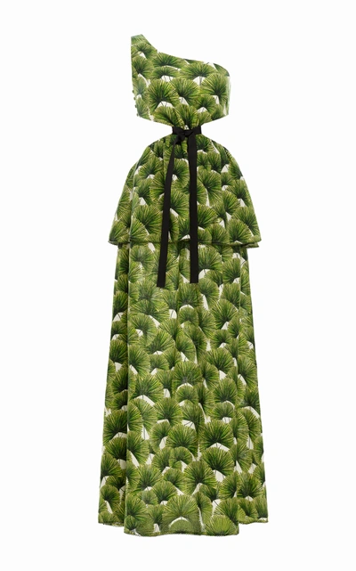 Shop Agua By Agua Bendita Women's Nogal Palma Mangle Dia Printed Linen Maxi Dress In Green