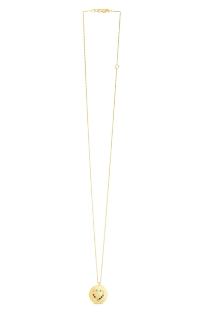 Shop Karat Rush 14k Gold Gemstone Heart Round Pendant Necklace In Yellow