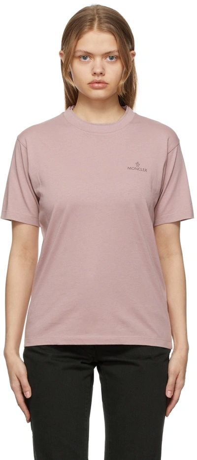 Shop Moncler Pink Logo T-shirt In 54c Pink